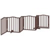 vidaXL Zábrana pro psy s dvířky skládací 6 panelů hnědý dub 300 cm
