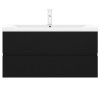 vidaXL Skříňka se zápustným umyvadlem černá kompozitní dřevo