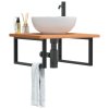 vidaXL Deska pod umyvadlo nástěnná ocel a masivní bukové dřevo