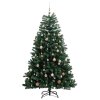 vidaXL Umělý sklápěcí vánoční stromek s 300 LED a koulemi 180 cm
