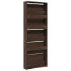 vidaXL Botník se zrcadlem 5patrový hnědý dub 63 x 17 x 169,5 cm