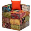 vidaXL 2místný modulární pouf patchwork textil