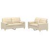 vidaXL 2dílná sedací souprava s polštáři krémová textil