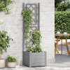 vidaXL Zahradní truhlík s treláží 43 x 43 x 142 cm PP kamenný šedý