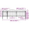 vidaXL Zahradní plotová branka s obloukem ocelová 2 x 5 m černá