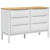 vidaXL Komoda FLORO bílá masivní borové dřevo