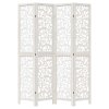 vidaXL Paraván 4dílný bílý masivní dřevo pavlovnie