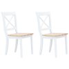 vidaXL Jídelní židle 2 ks bílé a světlé dřevo masivní kaučukovník