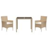 vidaXL 3dílný zahradní jídelní set s poduškami béžový polyratan