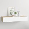 vidaXL Nástěnná zásuvková police dubová a bílá 60 x 23,5 x 10 cm MDF
