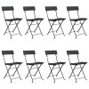 vidaXL Skládací bistro židle 8 ks černé polyratan a ocel