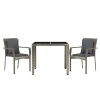 vidaXL 3dílný zahradní jídelní set s poduškami šedý polyratan