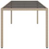 vidaXL Zahradní stůl béžový 250 x 100 x 75 cm tvrzené sklo a polyratan