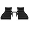 vidaXL Zahradní lehátka 2 ks se stolkem polyratan a textilen černá