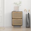 vidaXL Botník černý 52 x 25 x 80 cm kompozitní dřevo a přírodní ratan