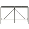 vidaXL Barový stůl se skleněnou deskou šedý 180x70x110 cm polyratan