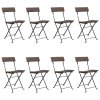 vidaXL Skládací bistro židle 8 ks hnědé polyratan a ocel