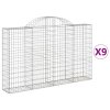 vidaXL Klenuté gabionové koše 9 ks 200x30x120/140cm pozinkované železo