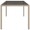 vidaXL Zahradní stůl béžový 190 x 90 x 75 cm tvrzené sklo a polyratan