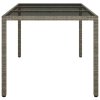 vidaXL Zahradní stůl 150 x 90 x 75 cm tvrzené sklo a polyratan šedý