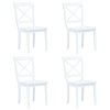 vidaXL Jídelní židle 4 ks bílé masivní kaučukovník