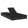 vidaXL Zahradní lehátko pro 2 osoby s poduškami černé polyratan