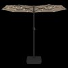 vidaXL Dvojitý zahradní slunečník s LED taupe 316 x 145 cm