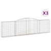 vidaXL Klenuté gabionové koše 3 ks 400x30x100/120cm pozinkované železo