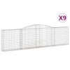 vidaXL Klenuté gabionové koše 9 ks 400x30x100/120cm pozinkované železo