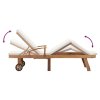 vidaXL Zahradní lehátko s poduškou masivní teakové dřevo krémové