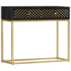vidaXL Konzolový stolek černozlatý 90 x 30 x 75 cm masivní mangovník