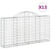vidaXL Klenuté gabionové koše 13ks 200x30x100/120cm pozinkované železo