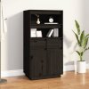 vidaXL Skříň highboard černá 60 x 40 x 116,5 cm masivní borové dřevo