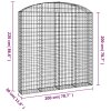 vidaXL Klenutý gabionový koš 200 x 30 x 200/220 cm pozinkované železo