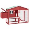 vidaXL Kurník s kukaní na snášení vajec červený a bílý jedlové dřevo