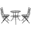 vidaXL 3dílný bistro set mozaikový keramický černý a bílý