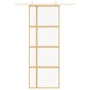 vidaXL Posuvné dveře zlaté 76 x 205 cm čiré ESG sklo a hliník