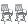 vidaXL Skládací zahradní židle s poduškami 2 ks masivní akáciové dřevo