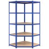 vidaXL 5patrový rohový regál modrý ocel a kompozitní dřevo