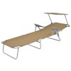 vidaXL Skládací zahradní lehátko se stříškou ocel taupe