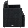 vidaXL 2místná zahradní pohovka s poduškami černá polyratan
