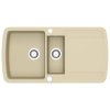 vidaXL Žulový kuchyňský dřez dvojitý béžový