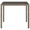 vidaXL Zahradní stůl se skleněnou deskou šedý 90x90x75 cm polyratan