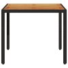 vidaXL Zahradní stůl s akáciovou deskou černý 90x90x75 cm polyratan