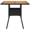 vidaXL Zahradní stůl s akáciovou deskou černý 80x80x75 cm polyratan
