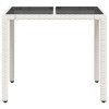 vidaXL Zahradní stůl se skleněnou deskou bílý 90x90x75 cm polyratan