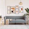 vidaXL Chesterfield pohovka 3místná světle šedá textil