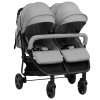 vidaXL Dvojitý kočárek světle šedý a černý ocel