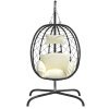 vidaXL Závěsné křeslo ve tvaru vejce s polštářem krémově bílé polyratan a ocel