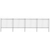 vidaXL Zahradní plot s kopím nahoře ocelový 714,5 x 150 cm černý